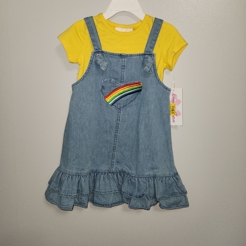 Bonnie Jean NWT 2 pc set Denim Dress and T-shirt 3T - Picture 5 of 8